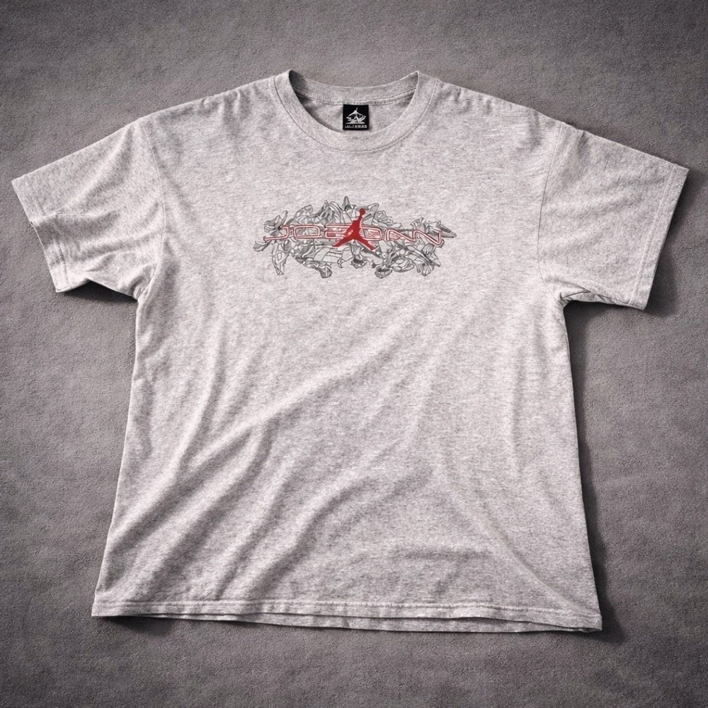 Jordan Graphic T Shirt Mens XL Gray Jumpman Logo Sneaker Print Streetwear